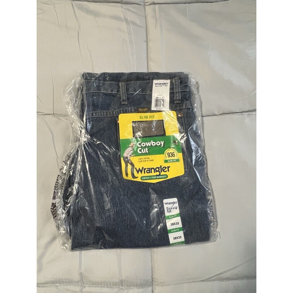 Wrangler Cowboy Cut Slim Fit Jeans Men’s Size 38x32 Blue Denim 936 Western Rodeo